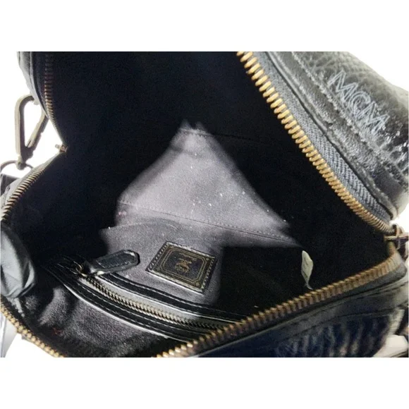 Authentic MCM Visestos Rabbit Small Boston Satchel Bag Black